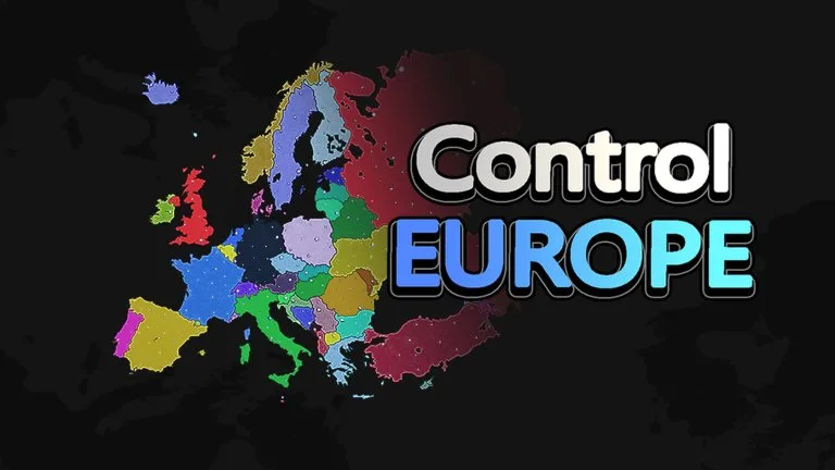 Control Europe title card beside a colorful map of Europe on a dark background